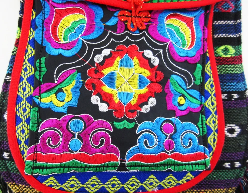 Винтажная Этническая тайская индийская Бохо сумка на плечо Hmong женская льняная