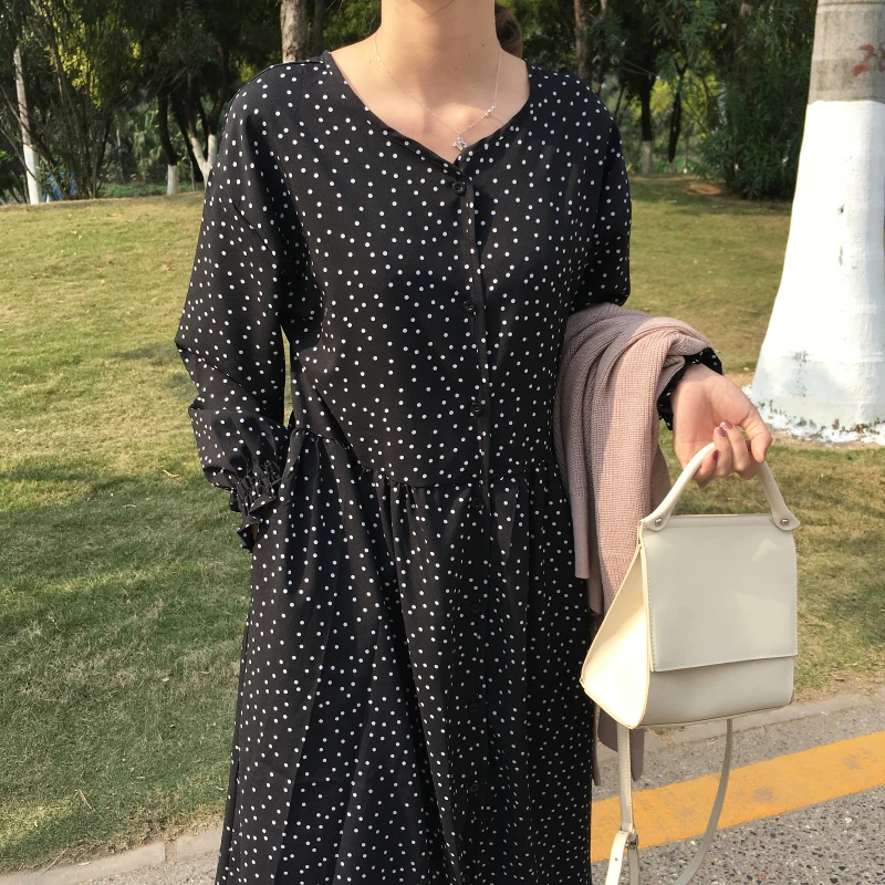 Повседневные свободные волнистые тонкие платья женские Ins Lady Kawaii шикарные