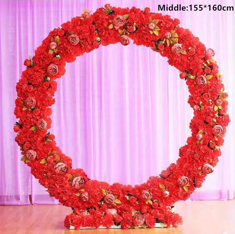 Red middle Подгонянная Новая Железная Арка+ цветы DIY свадебный реквизит дорога свинцовый сценический фон Декор железная Арка подставка с шелком искусственные цветы - Цвет: Red middle