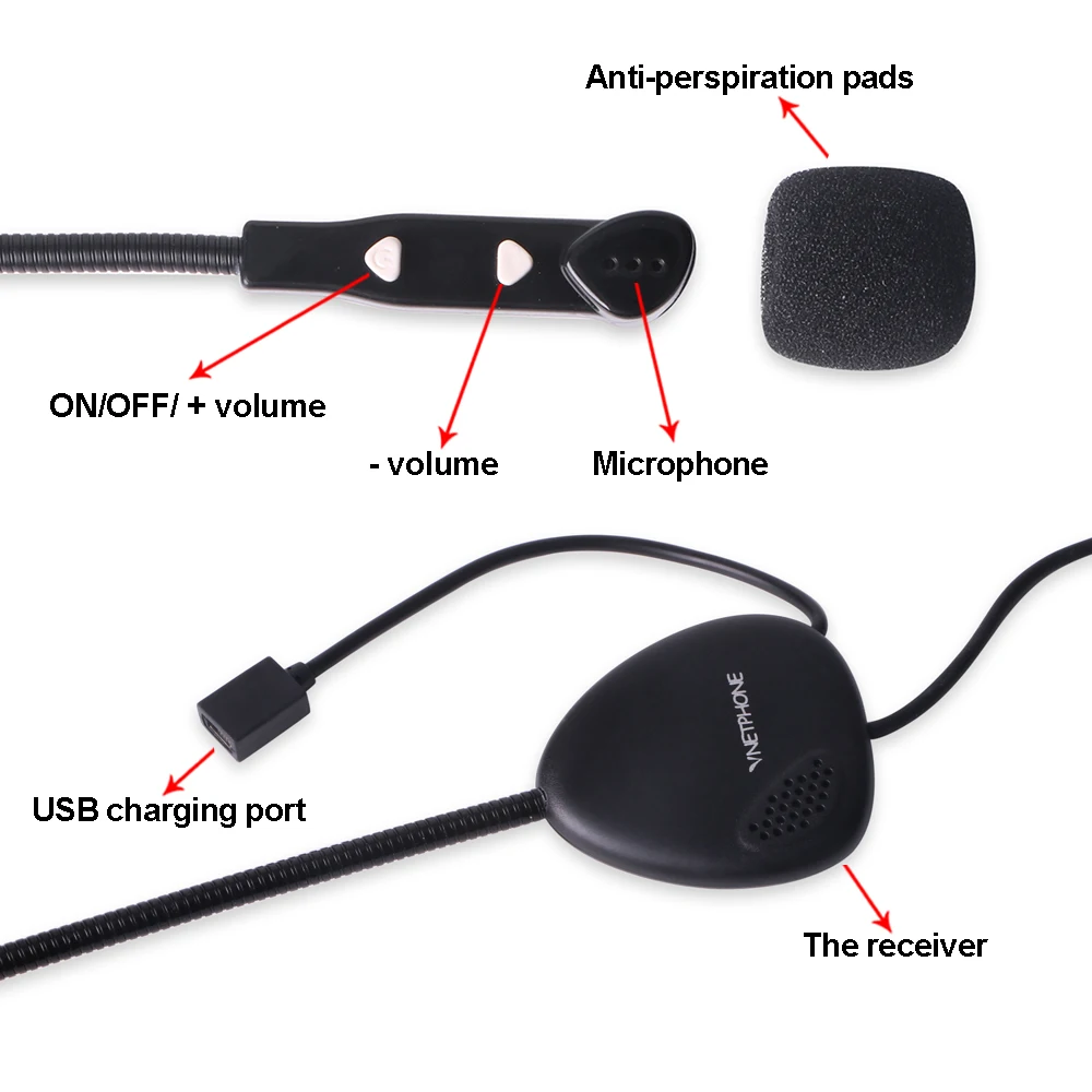 Bluetooth гарнитура VNETPHONE для мотоциклетного шлема водостойкая|Наушники шлемов| |