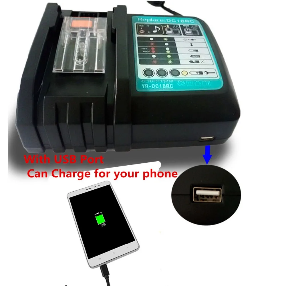 USB port High quality DC18RC battery Charger 7.2V-18V fit for Makita Power Tools Lithium Battery EU PLUG FREE SHIPPING | Электроника