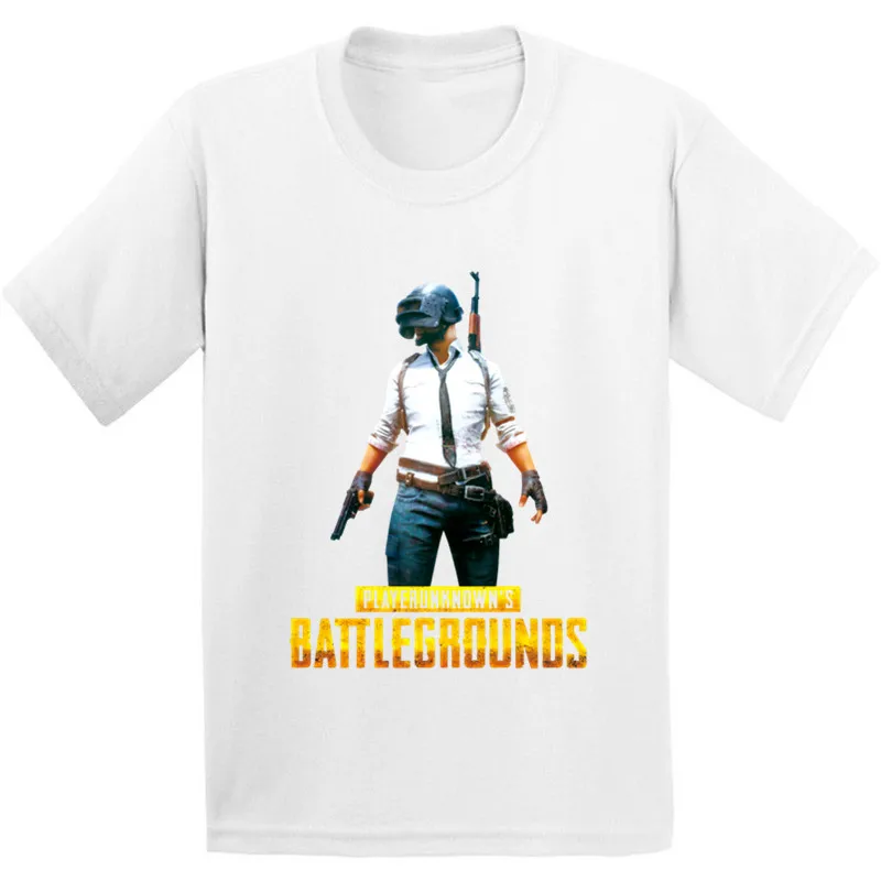White A Детская Хлопковая футболка с рисунком игры Playerunknown's Battlegrounds PUBG; забавная одежда для малышей; Повседневная футболка для мальчиков и девочек - Цвет: White A