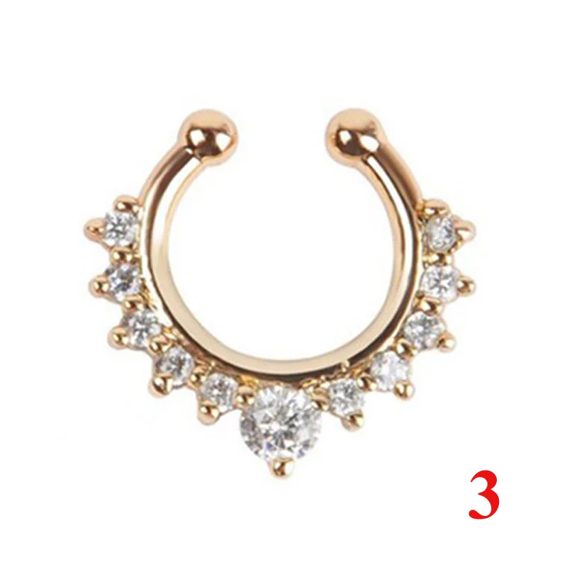 1 шт. 7 видов стилей поддельный пирсинг поддельная перегородка CZ Нос кольцо