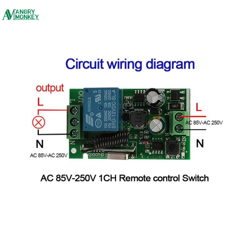 433 Mhz 110 V 220 1CH беспроводной пульт дистанционного управления релейный модуль