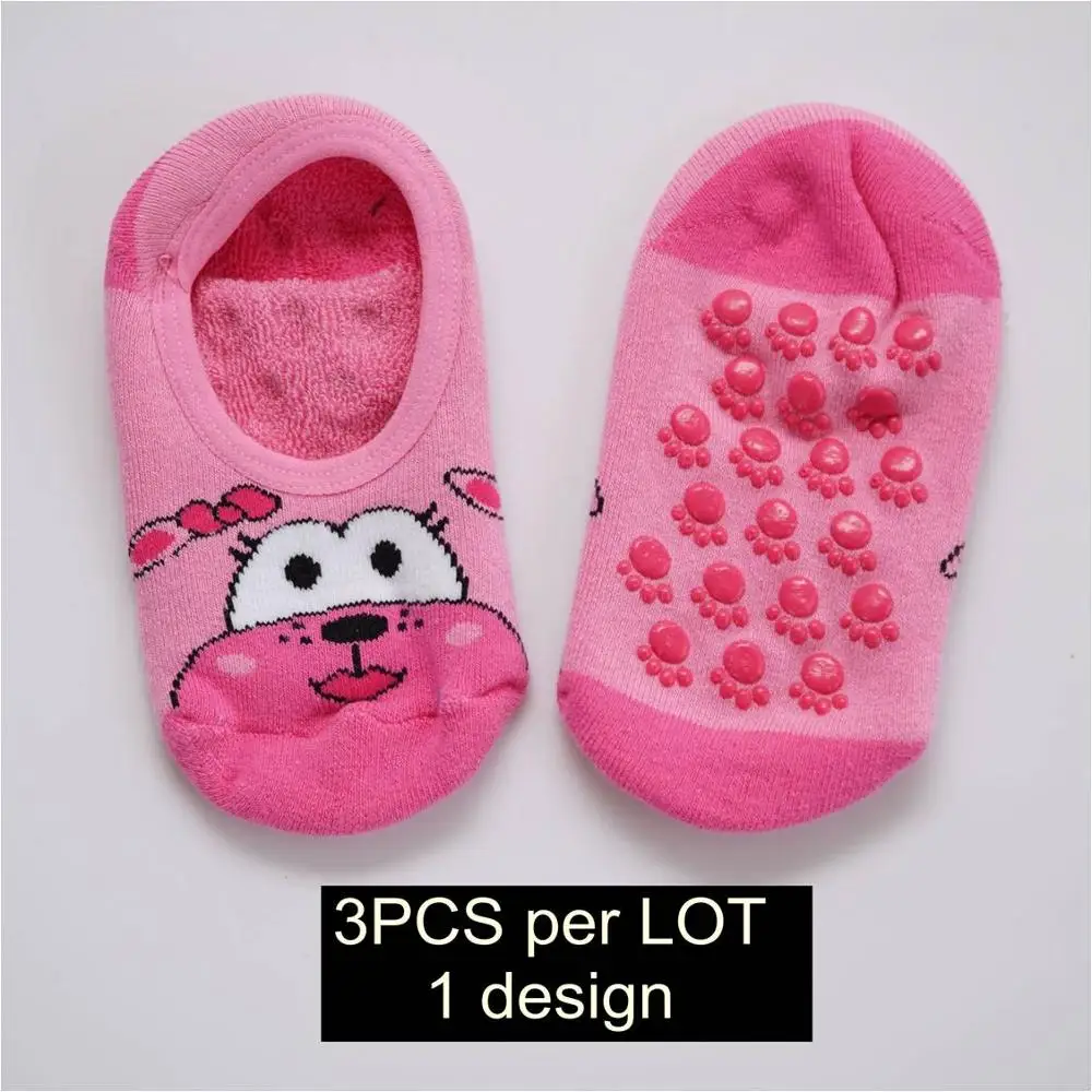 3pcs one lot 3 шт./лот) осенне-зимние носки милые детские короткие носки унисекс для мальчиков и девочек противоскользящие носки-тапочки с героями мультфильмов От 4 до 12 лет - Цвет: 3pcs one lot