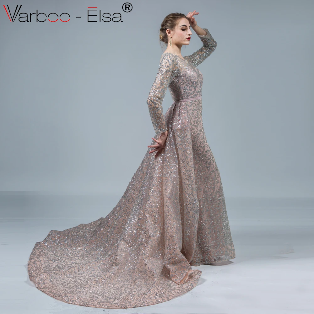 VARBOO_ELSA Vestido de Festa Longo черное блестящее вечернее платье с длинным шлейфом русалки Robe
