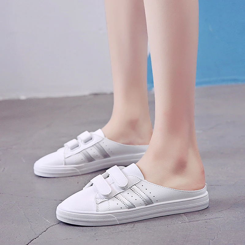 Лоферы для девочек; дышащая Летняя женская обувь; белые Лоферы без застежки; модная повседневная обувь на плоской подошве для девушек