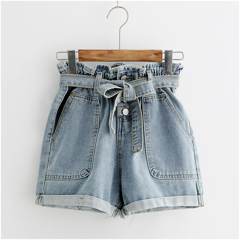 Новые летние модные эластичные джинсовые шорты с высокой талией женские