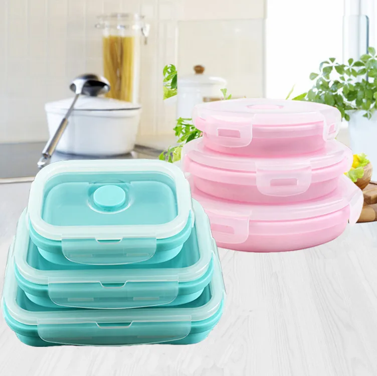 3 шт./компл. силиконовая складная коробка Bento Складная портативная для обеда