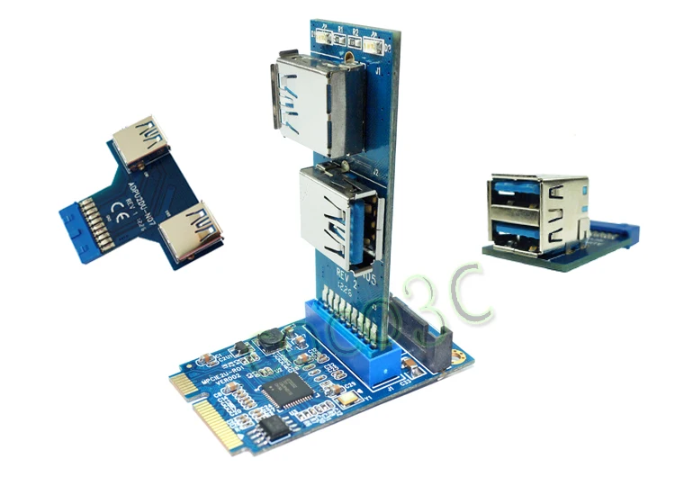 Переходник Mini PCIe на 2 порта USB 3 0 с карту mini PCI e + Женский переходник USB3.0|usb 3.0 transfer