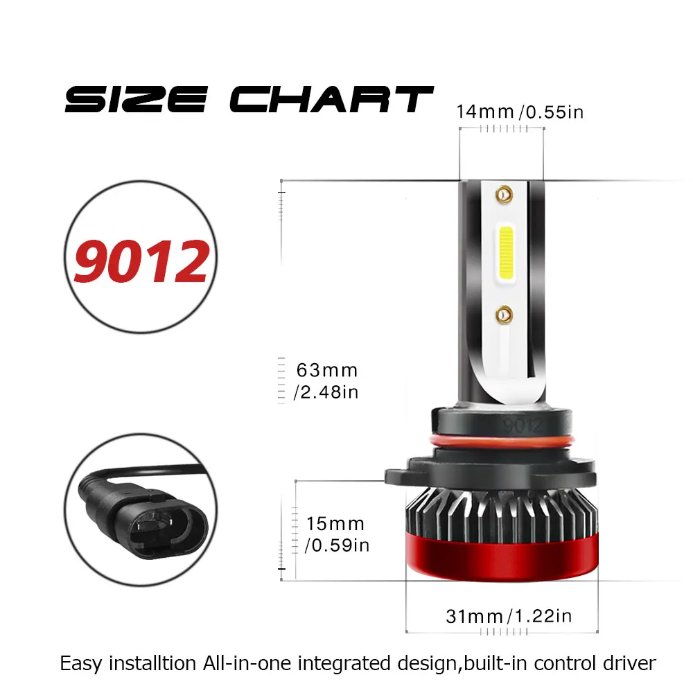 Светодиодный лампы для авто H4 светодиодный лед H7 9012 фар H8 H9 H11 фары 9005 9006 HB3 HB4 4000LM