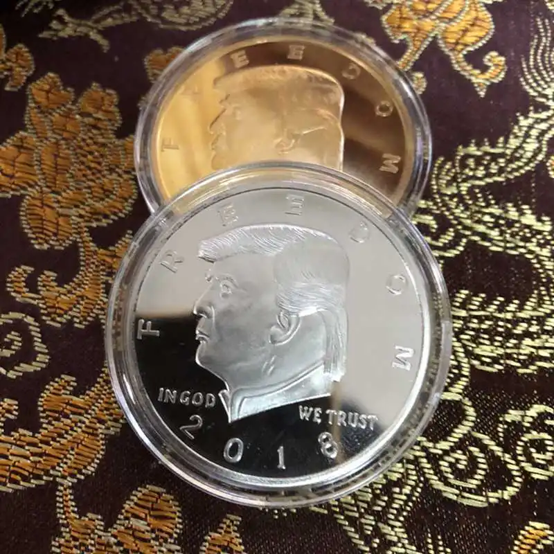 Silver Г. Президент Дональд Трамп торжественная монета двойной пистолет - Цвет: Silver