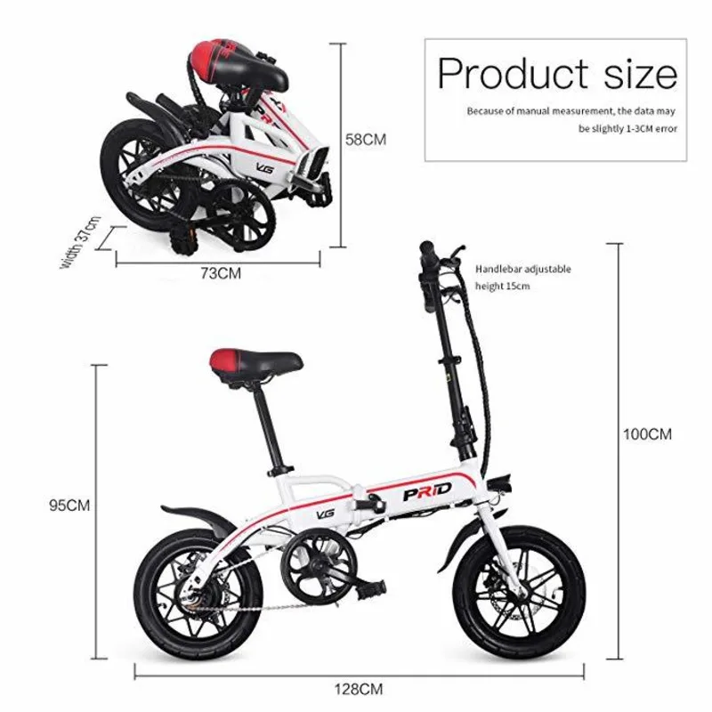 14inch Aluminum Folding Electric Bike 36v10a Lithium Battery 350w Powerful Motor Bicycle Scooter E City Road Ebike | Спорт и
