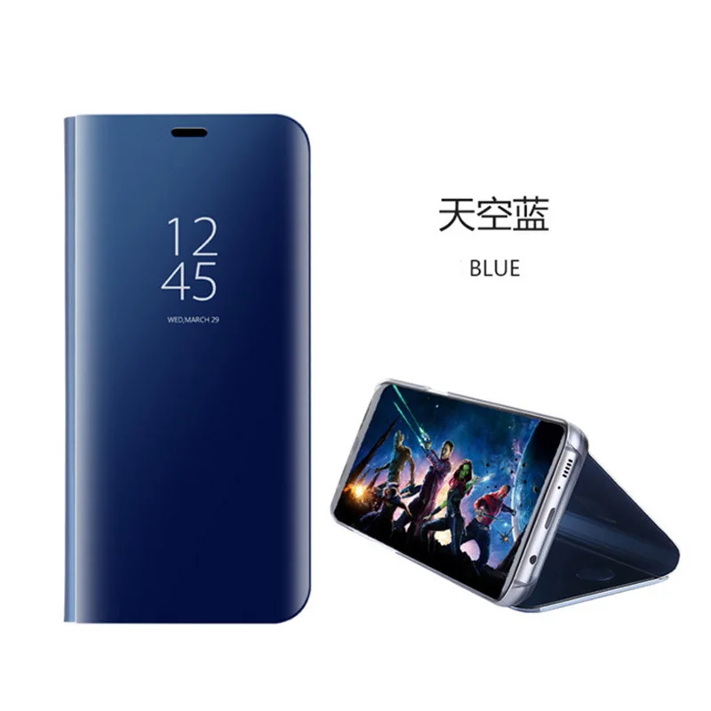 Кожаный чехол для Samsung Galaxy S10 зеркальный Чехол-книжка с подставкой S20 Plus Lite S9 S8 S7 Edge