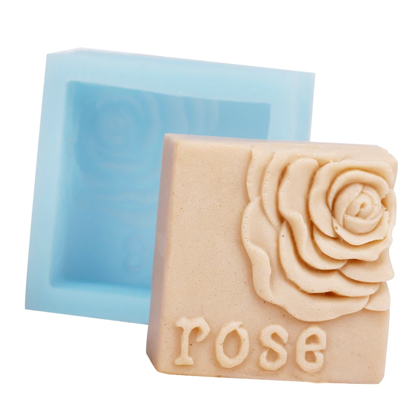 

DIY Silicone Soap Mold Square Rose Pattern Resin Moulds Handmade Craft Decoration Tools