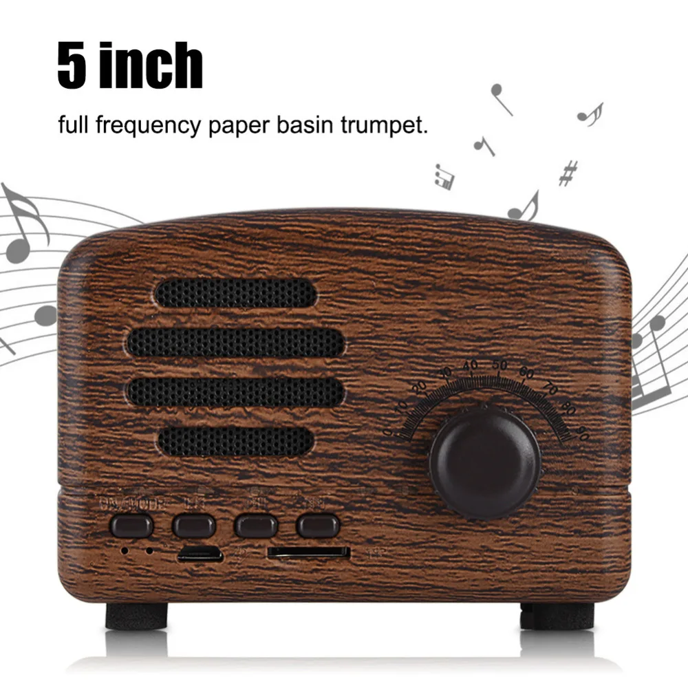 Портативный ретро Bluetooth 4 0 динамик деревянный Настольный FM радио бас стерео