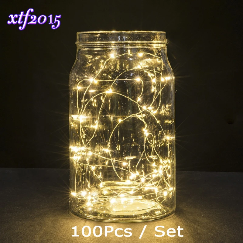 Светодиодная медная гирлянда звездная батарейка для стеклянных бутылок 100 шт.