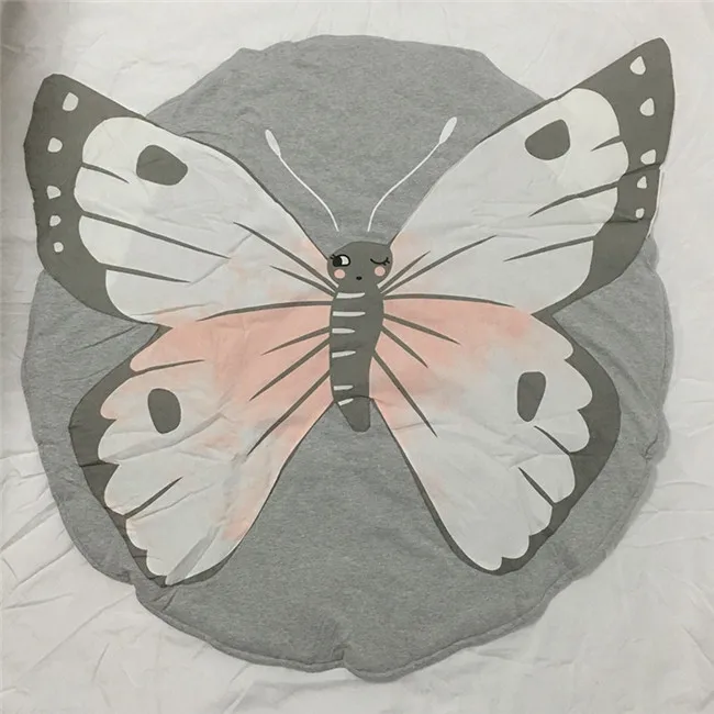 butterfly Коврик для альпинизма с животными, детские коврики для игр, мягкий хлопковый коврик для новорожденных, одеяло для ползания, круглый ковер, коврик для игрушек - Цвет: butterfly