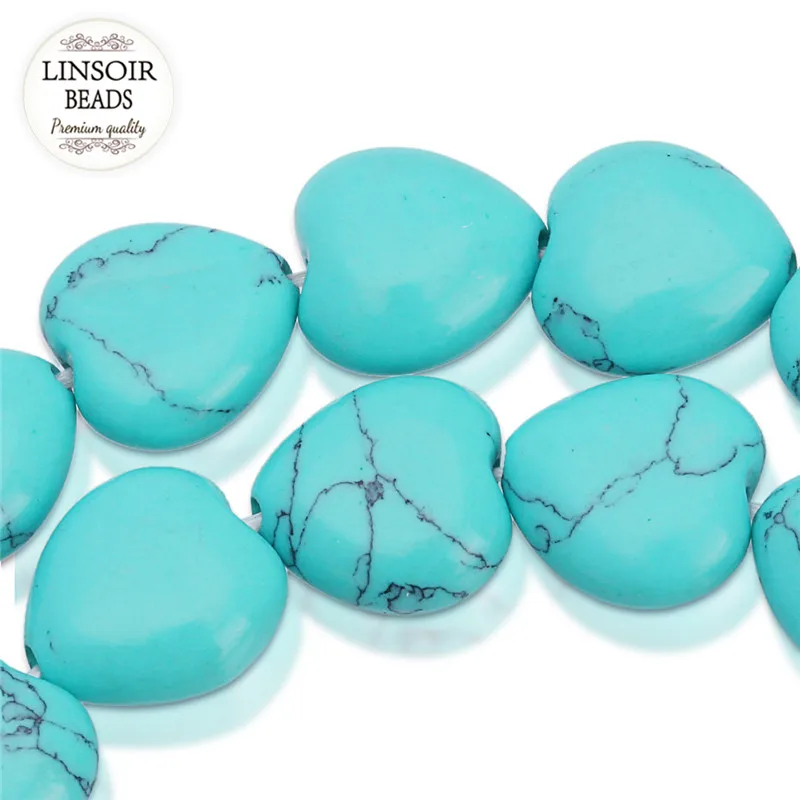

LINSOIR 38pcs Heart Natural Stone Beads Loose Tiger Eye Turquoises Rose Quartzs Beads For Diy Bracelet Necklace Jewelry Making