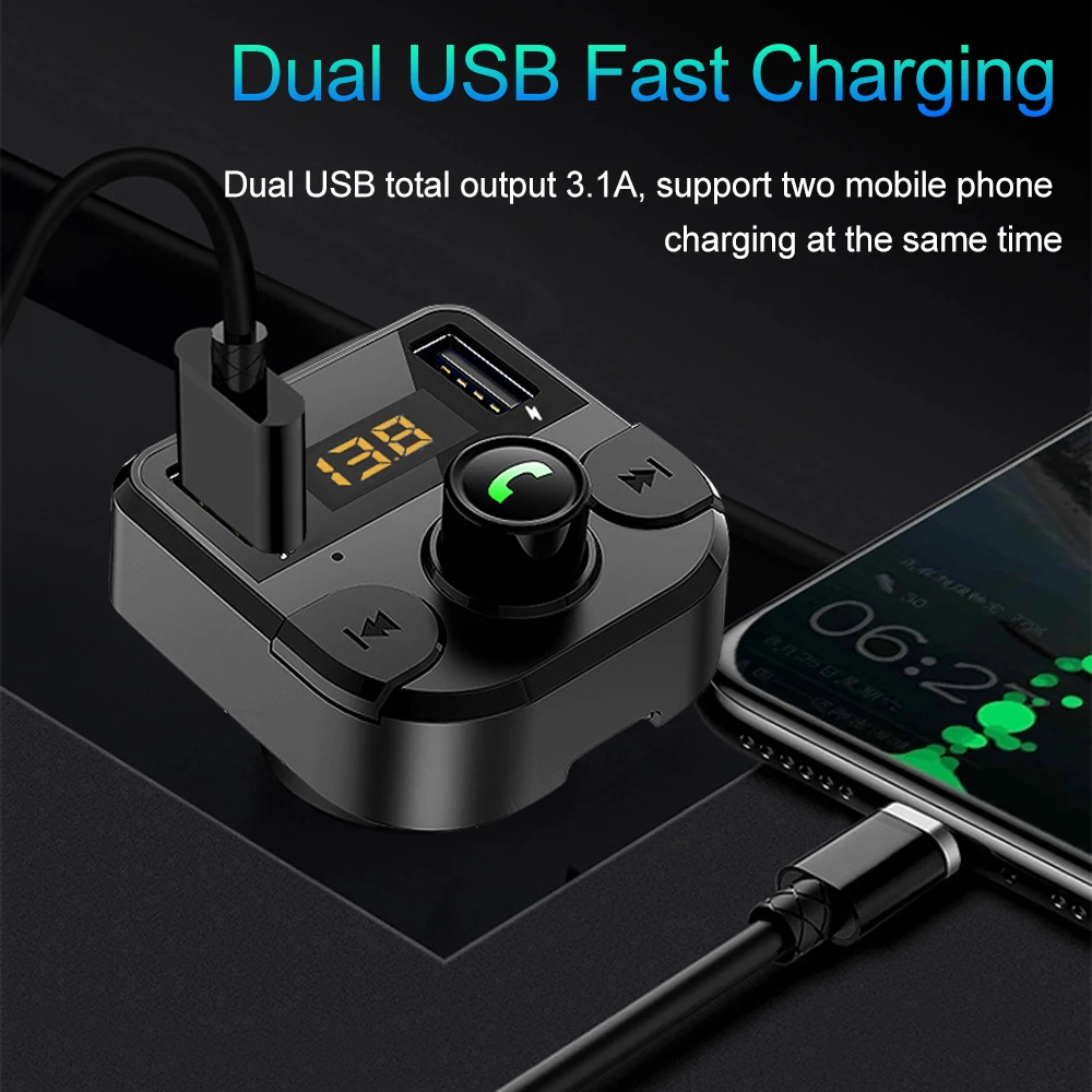 Автомобильный Mp3 плеер Bluetooth 5 0 FM передатчик с U диском TF автомобильное