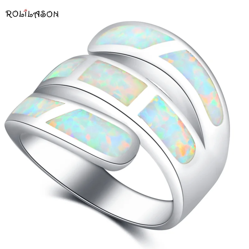 Женские кольца с опалом ROLILASON роскошные серебряные белым огненным ювелирные