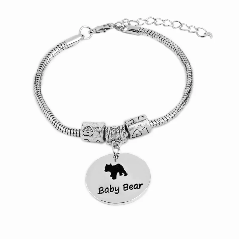 Круглое серебряное ожерелье с подвеской Мама Медвежонок 1 шт.|Браслеты шармами| |