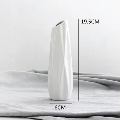 White 19.5x6cm Современные минималистичные настольные керамические вазы Цветочные художественные Цветочные маленькие свежие вазы для моделирования цветов скандинавские орнаменты домашний Свадебный декор - Цвет: White 19.5x6cm