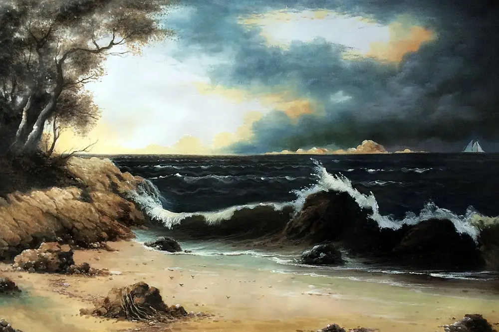 Large Seascape Painting for Living Room Wall Decorative Storm Clouds Over the Coast by Martin Johnson Heade Canvas Arts | Дом и сад