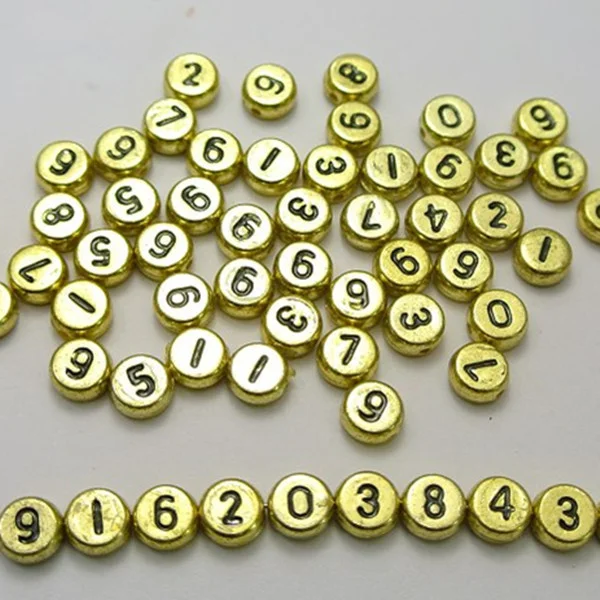 

Gold Color 4*7mm 500pcs Acrylic Spacer Loose Round DIY Number Beads Jewelry Making Accessories LB-35