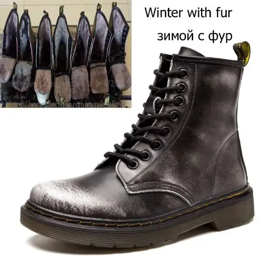 gray Plush lining DJSUNNYMIX/Новинка; ботильоны для женщин в английском стиле; сезон осень-зима; женские кожаные ботинки из натуральной кожи; унисекс; большие размеры 35-46 - Цвет: gray Plush lining