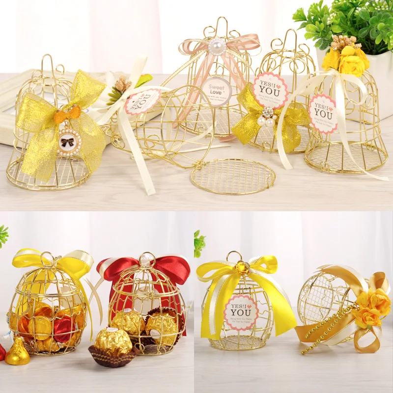 1 шт. мини железная Золотая бронзовая цветная Шестигранная Свадебная коробка для