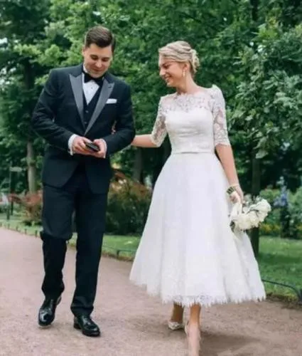 Элегантное короткое свадебное платье-трапеция Vestido de Noiva 2021 женское кружевное