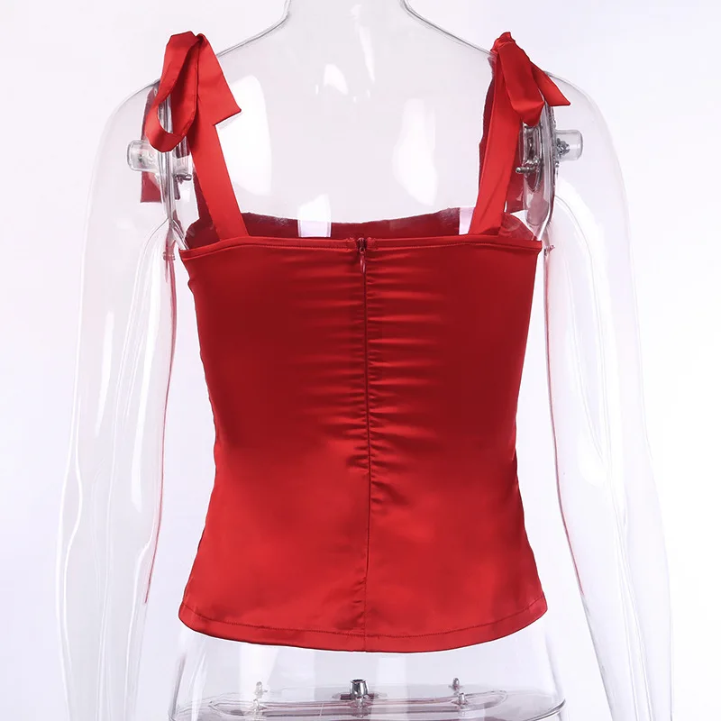 Meyoung Ruched Satin Crop Top Women Clothes 2019 Tops Tank Summer Sexy Camis Beach Femme Streetwear Camisas Bustier | Женская одежда
