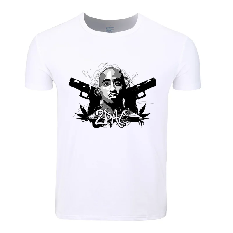 Азиатский размер принт американский рэппер Тупак Makaveli 2pac футболка с О-образным