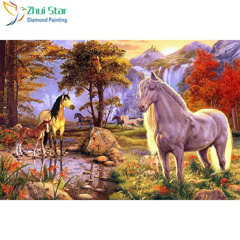 Полноразмерная 5D картина из страз &quotсделай сам&quot вышивка Лошадь крестиком