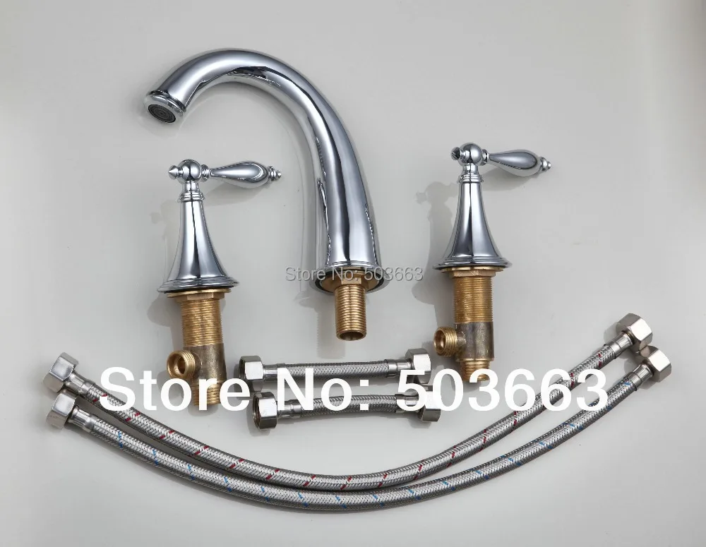 Новый дизайн 3 предмета 2 рычага ванная комната раковина латунный кран смеситель