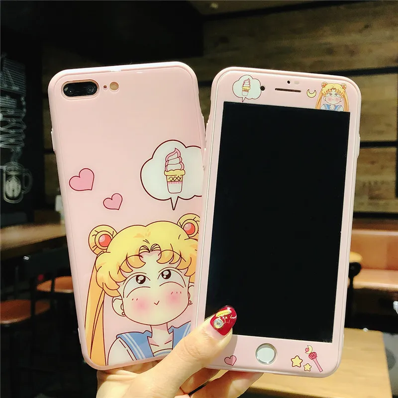 Жесткий стеклянный чехол Sailor moon для iPhone 7 задняя крышка из закаленного стекла