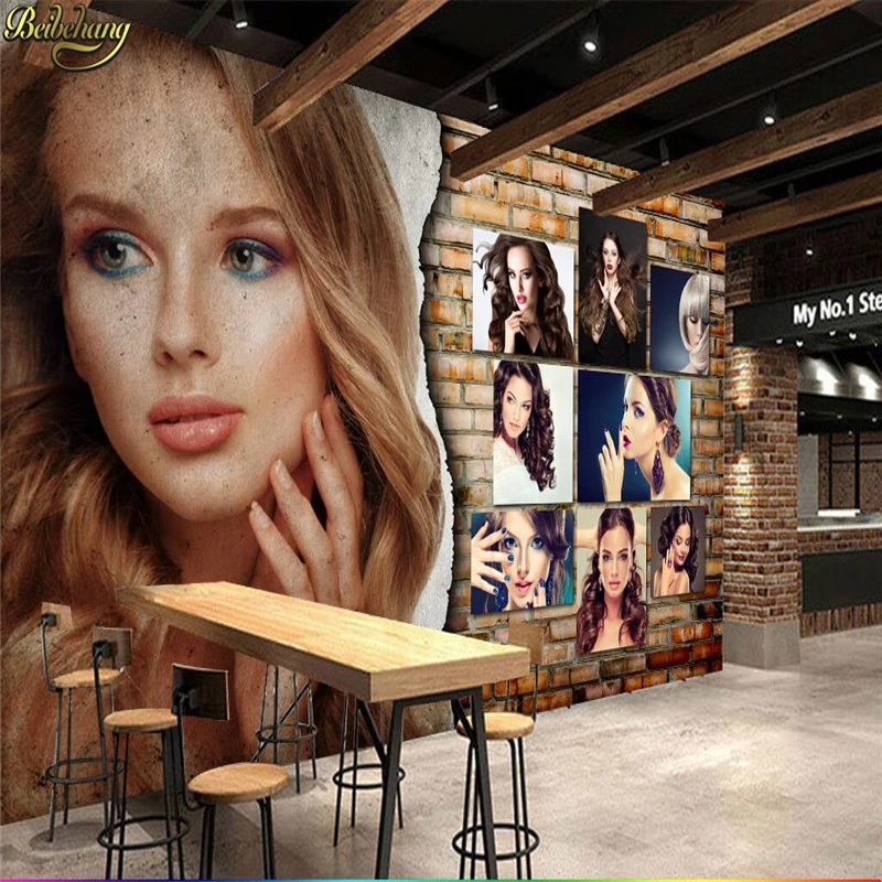

beibehang Custom photo wallpaper 3D stereo personality fashion charm creative hair salon barber shop bar KTV background murals