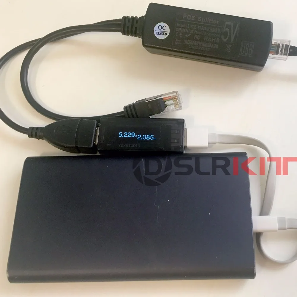 DSLRKIT активный сплиттер PoE 48V to 5V 5 2 V 2.4A USB TYPE A Female 802.3af для планшета|active poe splitter|poe splitter