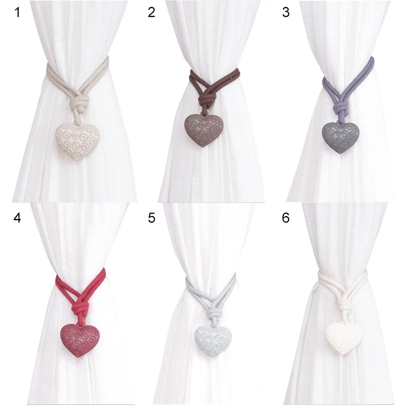 1Pcs Resin Heart Curtains Tie Back Holder Cotton Curtains Buckle Clips With Auspicious Clouds Home Curtain Strap Decoration
