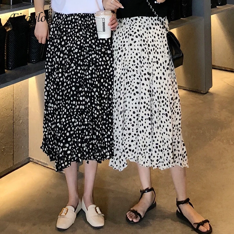 Fitaylor женская летняя новая шифоновая юбка с принтом Высокая уличная талия