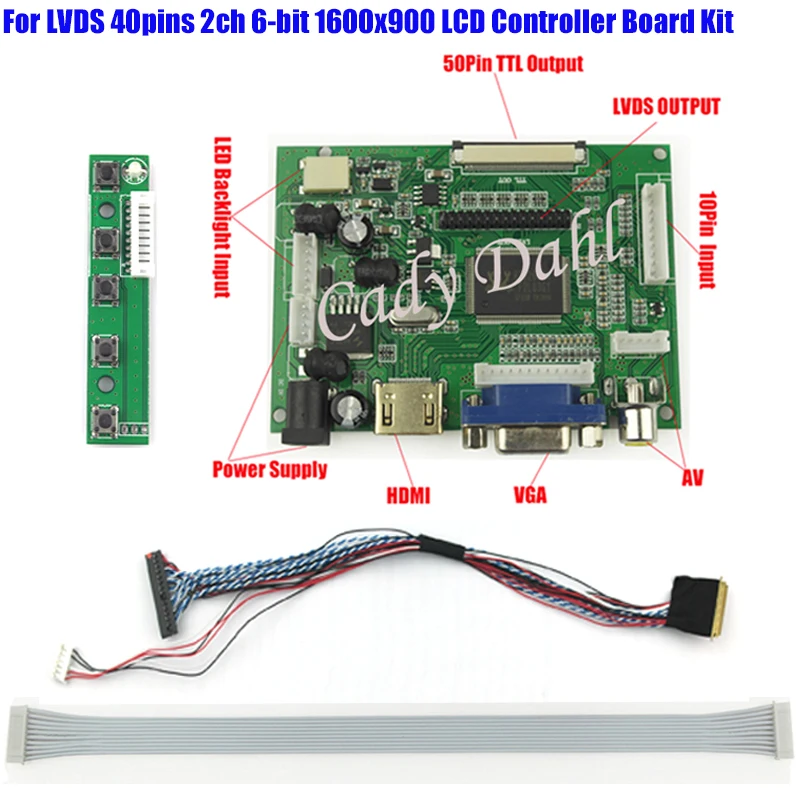 Оптовая продажа 10 шт. плата контроллера HDMI VGA 2AV LVDS + 40 контактный кабель Lvds