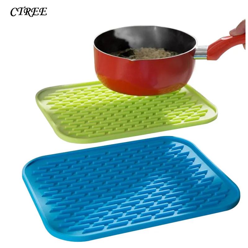 

CTREE 21.8*15.8cm Silicone Pot Pad Holder Table Trivet Mat Non-Slip Heat Insulation Anti-skid Pad Waterproof Tableware Mat C499