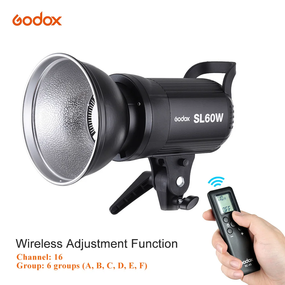 Фотостудия Godox SL-60W CRI 95+ светодиодный свет SL60W белый 5600K 60W Bowens крепление+ пульт дистанционного управления+ отражатель