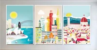 creative 3 pieces spray paintings painted on canvas seaside villas urban construction childrens bedroom decorative painting