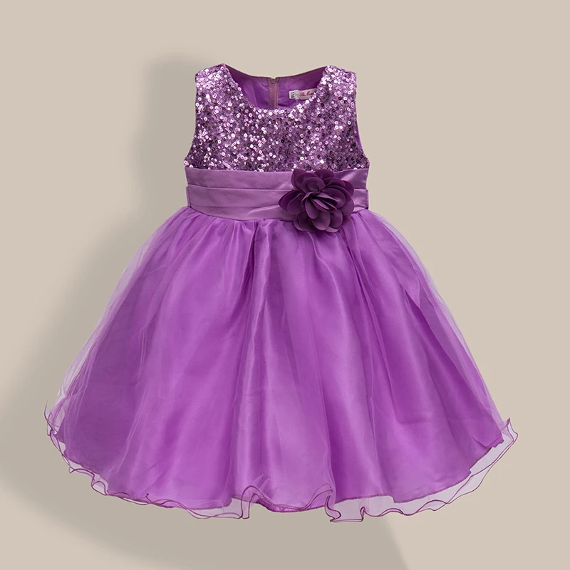 New Fashion Sequin Flower Dress Party Birthday Wedding Princess Toddler Baby Girls Clothes Children Kids Lycra Dresses k1 | Детская