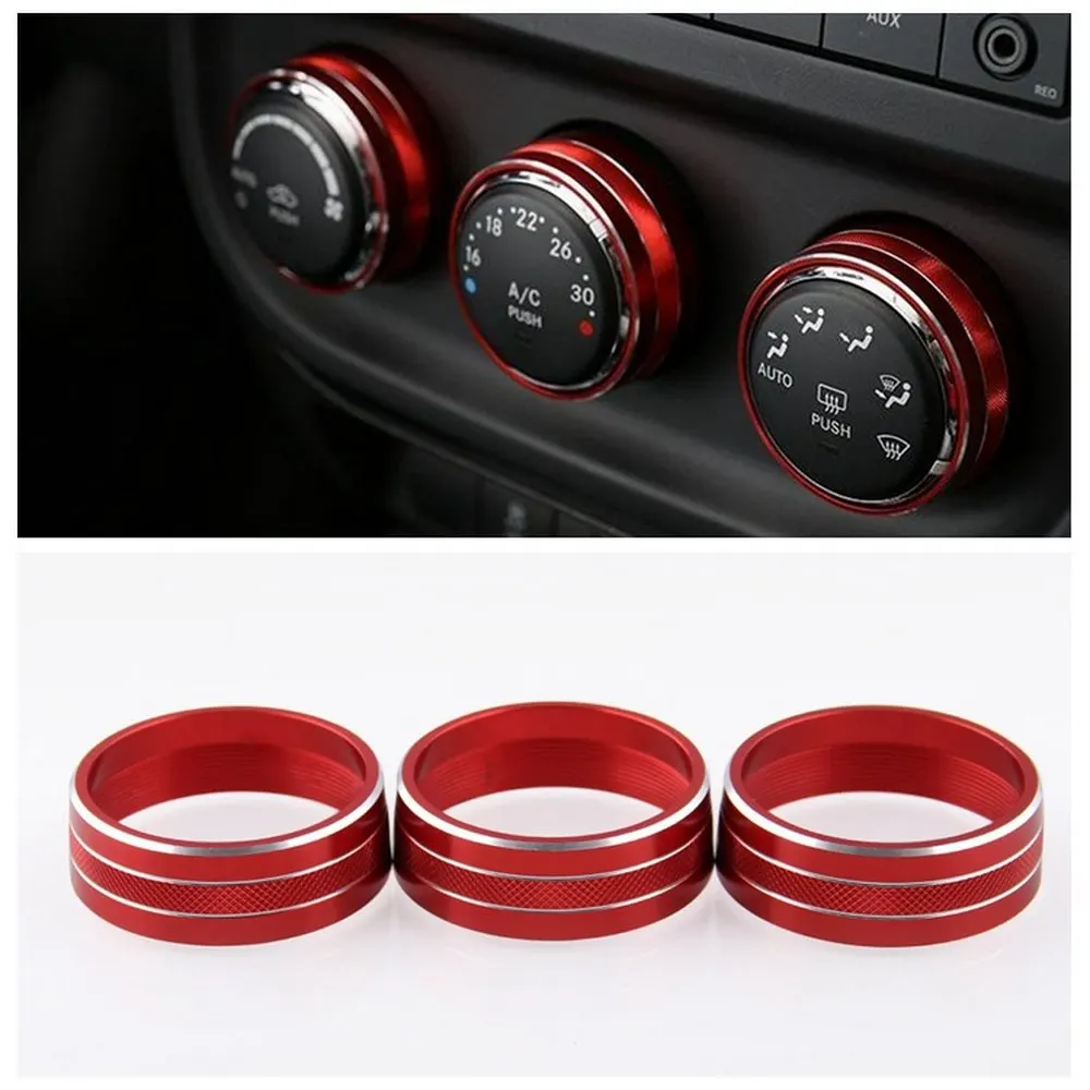 

3pcs/lot Car Air Conditioner Switch Button Ring For Jeep Wrangler 2008-2014 Auto Air Conditioner Button Cover Car Styling
