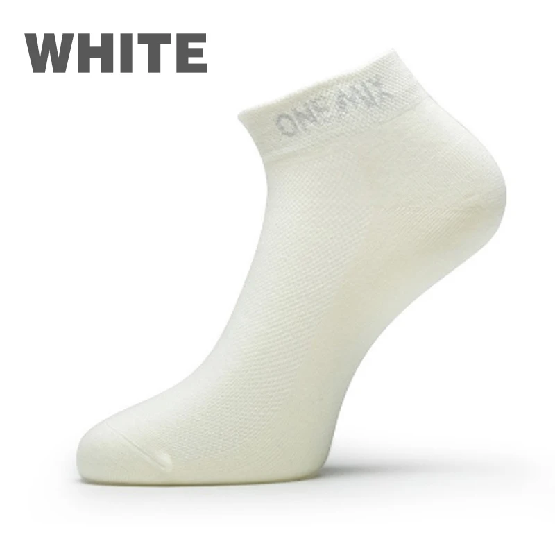 ONEMIX 1 Pair Men Sports Socks 3 Color Women Running Socks Pure Cotton Socks Outdoor Jogging Walking Running Socks Free Shipping - Цвет: White