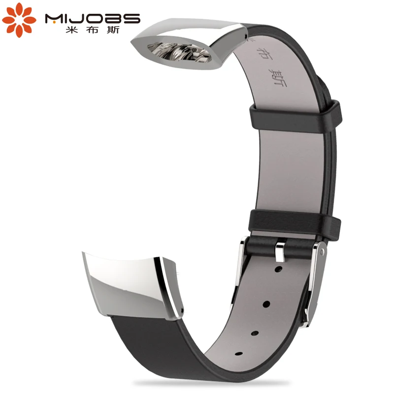 Black and Silver Mijobs ремешок из натуральной кожи для часов huawei Watch Honor Band 3 ремешок для наручных часов умный браслет аксессуары для браслетов - Цвет: Black and Silver