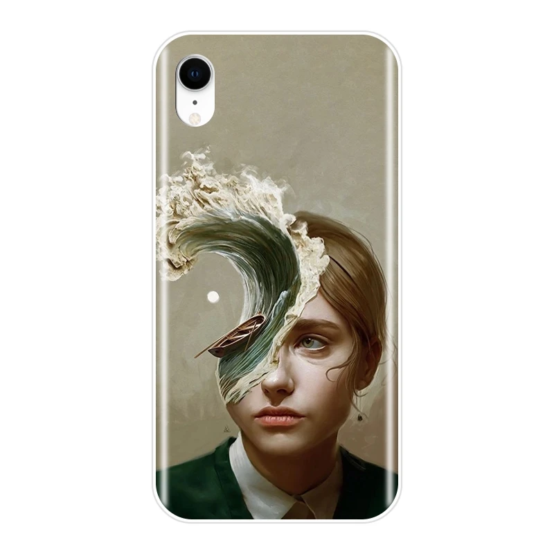 Задняя крышка для Apple iPhone 6 S 7 8 X XR XS Max Art Girl абстрактный силиконовый мягкий чехол Plus